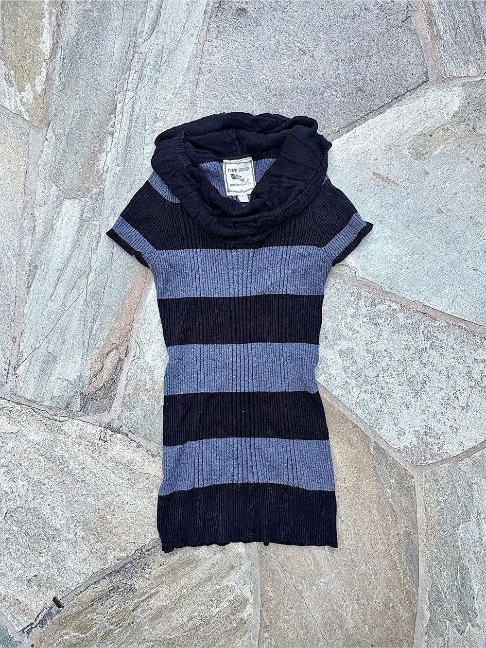 Free People aesthetic Cowl Neck striped grey back Sweater‌ ‌y2k tumblr